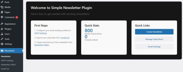 Simple Email Newsletter Plugin for WordPress