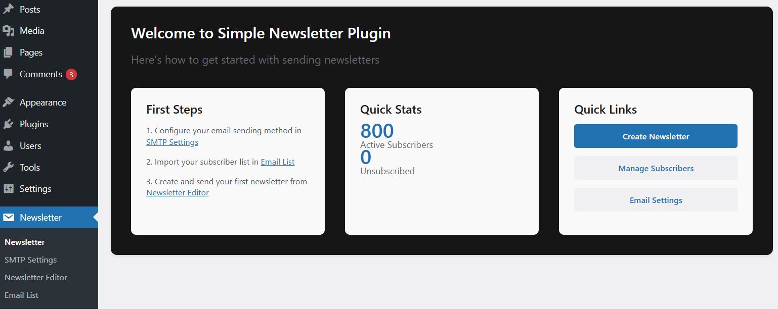 Simple Email Newsletter Plugin for WordPress (Free)