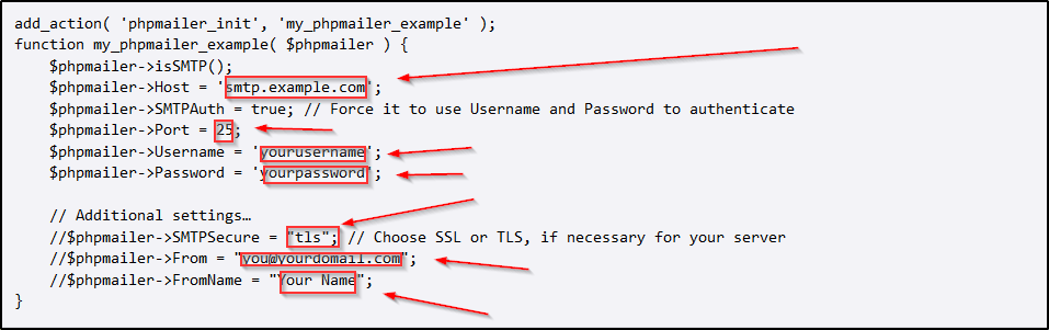 WordPress PHPMailer setup with SMTP