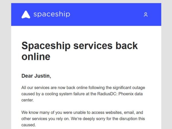 Spaceship explains why Spacemail was down for maintenance