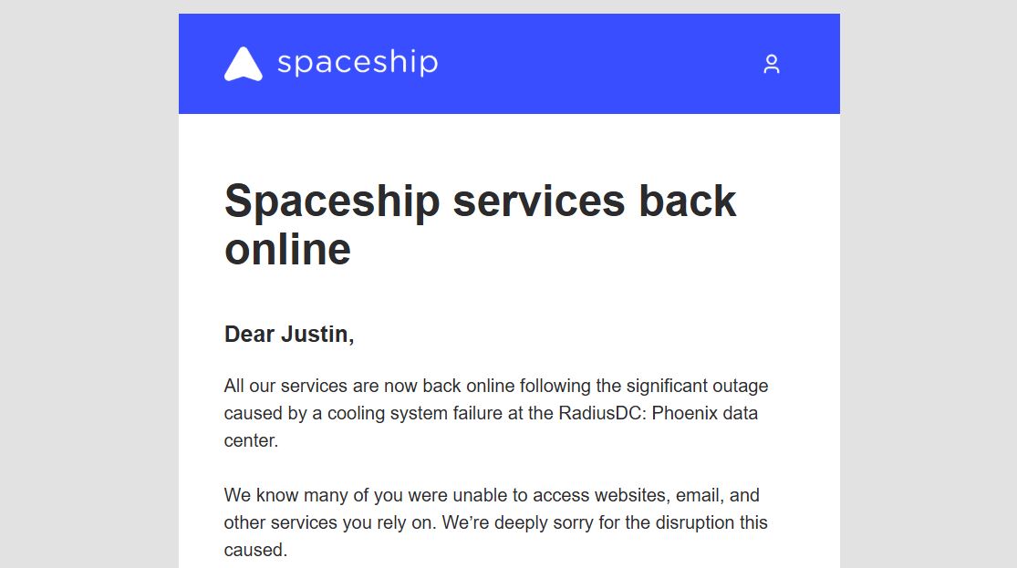 Spaceship explains why Spacemail was down for maintenance
